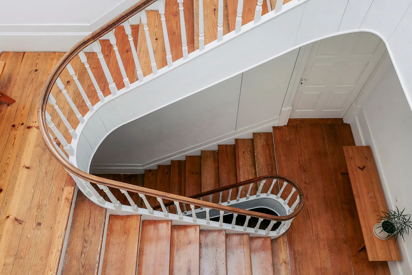 Restored townhouse staircase in Porto